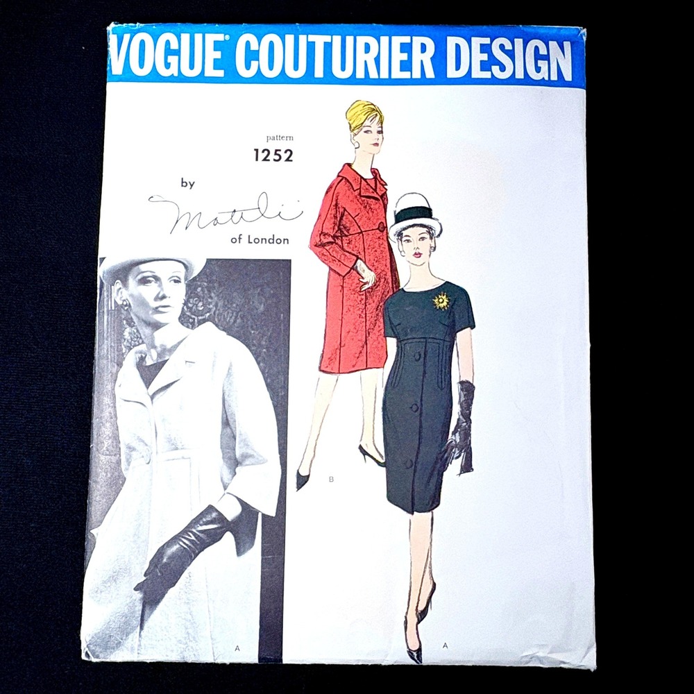 Vogue Couterier Design by Mattli of London Sewing Pattern 1252 Size 10 Uncut‎